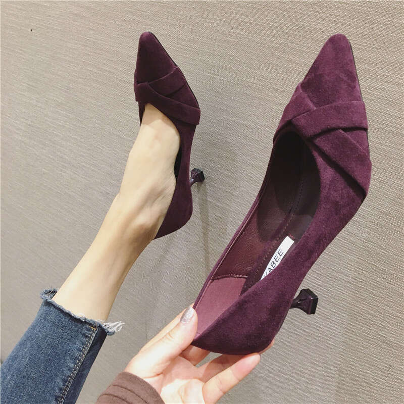 2023 Spring New Fashionable Versatile Pointed Shallow Mouth Fine Custom Women's 6Cm High Heels Work Interview Shoes