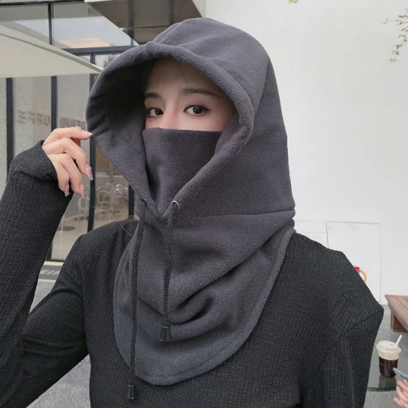 Warm Fleece Balaclava for Men Women Winter Face Mask Neck Warmer Hooded Cap Windproof Thermal Head Cover Beanies Bandana 241105
