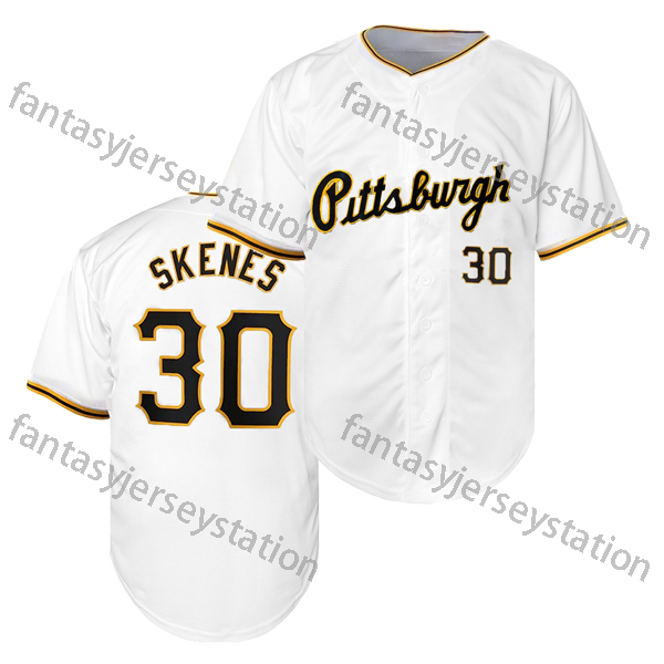 In Stock Men's #30 Pittsburgh Embroidered Baseball Jersey 100% Polyester, V-Neck, Slight Stretch Fabric, Letter and Number Pattern,Loose Fit Knit