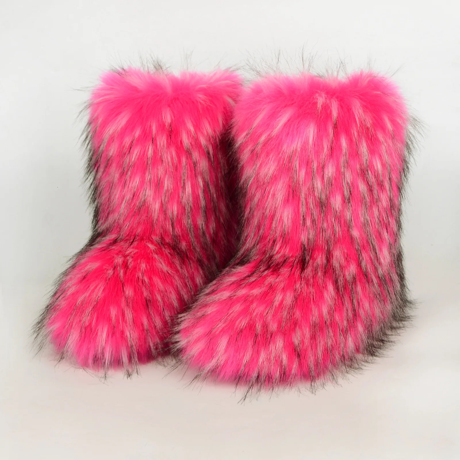 Fur boots y2k ladies wear warm and non-slip cross-border long-haired fur raccoon fur winter snow boots. 241104