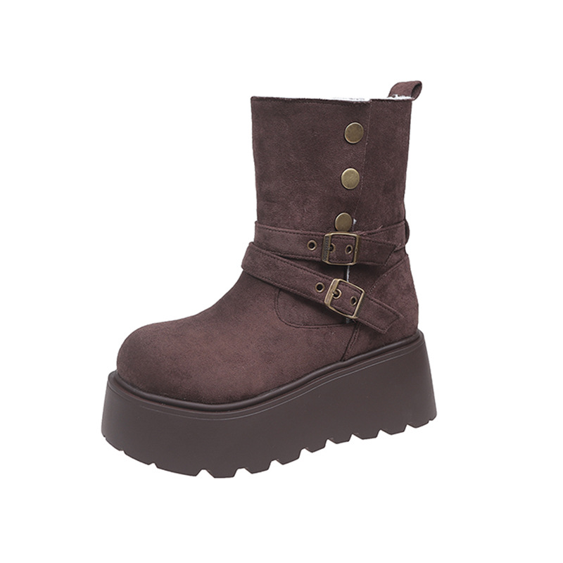 Thick Soled Flip Over With Plush Thickened Cotton Shoes.