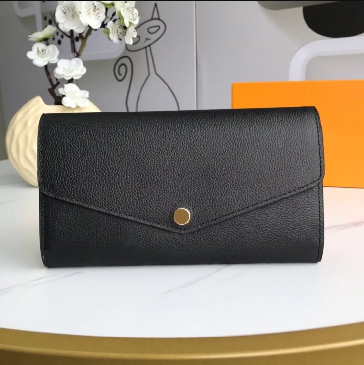 Luxury designer Empreinte sarah Shoulder wallet 7 colors fashion single zipper pocket men women leather lady ladies long purse card with box Handbag Tote 61182