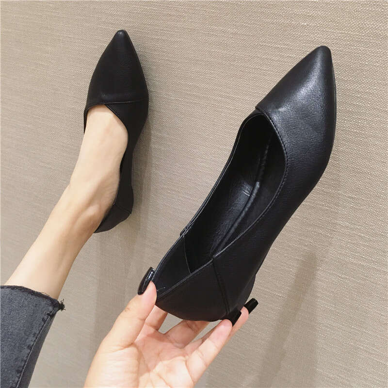 Versatile Non Tiring Single Shoe Women's Flat Bottom Sole Soft Surface Black Professional Work Shoes