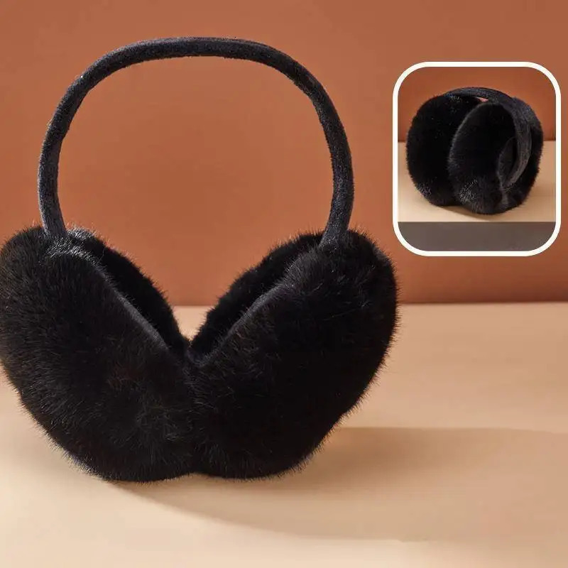 Winter Warm Foldable Earmuffs Solid Color Thick Earmuffs Anti Cold Plush Earmuffs for Men and Women 241104