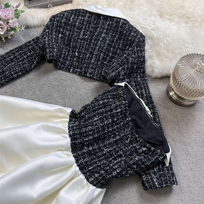 Floral Fragrance Designer Set Women's Autumn Fashion Short Jacket+High Waist Sexy F Set Skirt, Date Skirt luffy Mini Dress Two-Piece