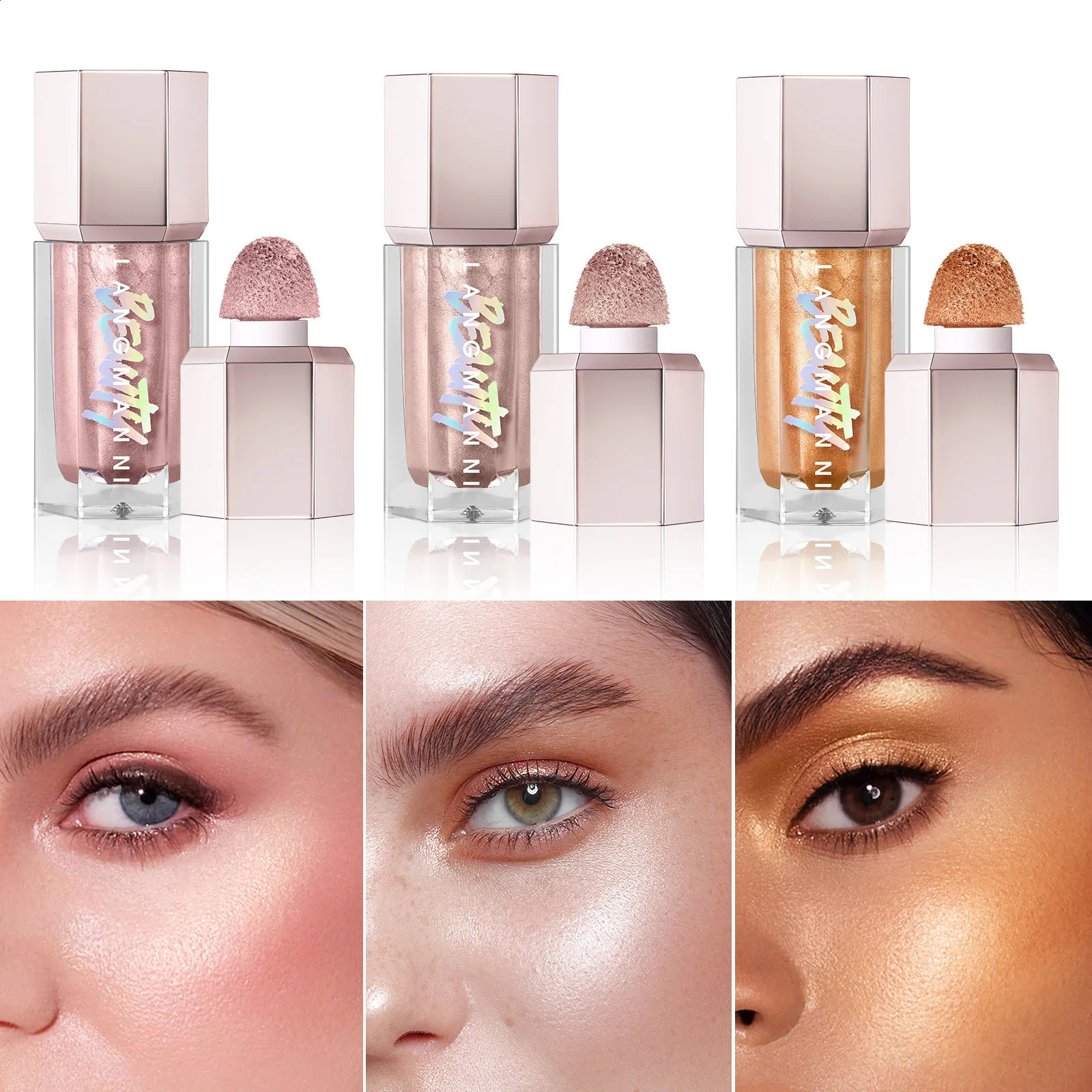 3 Colors Liquid Glitter Highlight Contouring Bronzer Long Lasting Face Makeup Korean Cosmetics for Women Contour Palette 241105