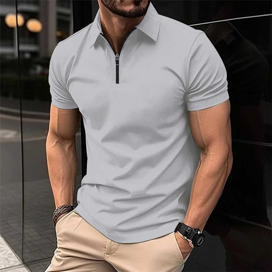Summer Mens Solid Color Shirt Sleve Collar Button Mens Casual T-shirt Lightweight Jogging Top W241104