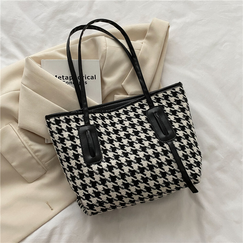 Designer's Autumn/Winter New Women's Large Capacity Handbag Korean Edition Fashion Thousand Bird Grid Casual Shoulder Bag