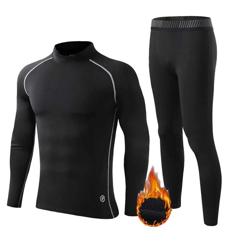 Thermal Underwear Mens Fleece Long Sleeve Shirt Bottom Winter Warm Base Layer Skin Compression Sportswear LX241104