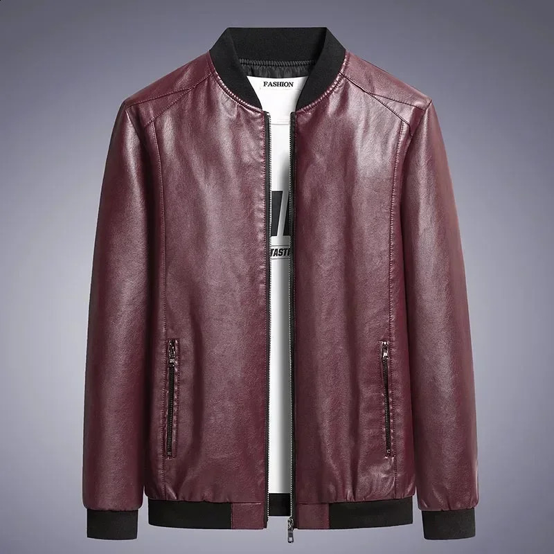Autumn Men Leather Coat Korean Fashion Sheepskin Jacket Trend Casual Fit Slim Baseball Clothes 241105