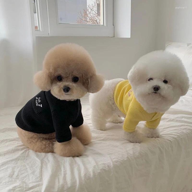 Dog Apparel Pet Soft Bottom Shirt Teddy Winter Clothes Bichon Pomeranian Solid Colour Vest Maltese Warm Pullover Xs-Xl