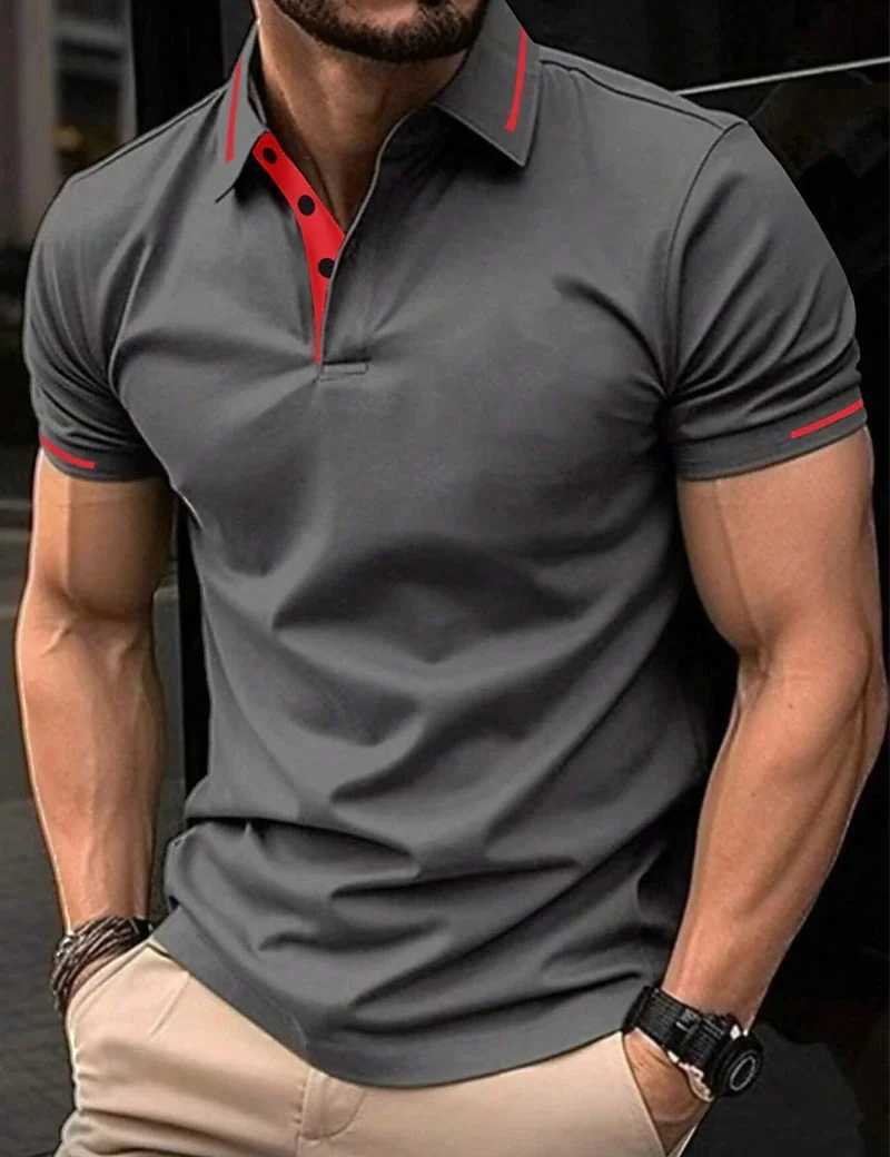 High end brand 2024 summer new mens embroidered short sleeved pure cotton shirt business casual breathable lapel T-shirt W241104