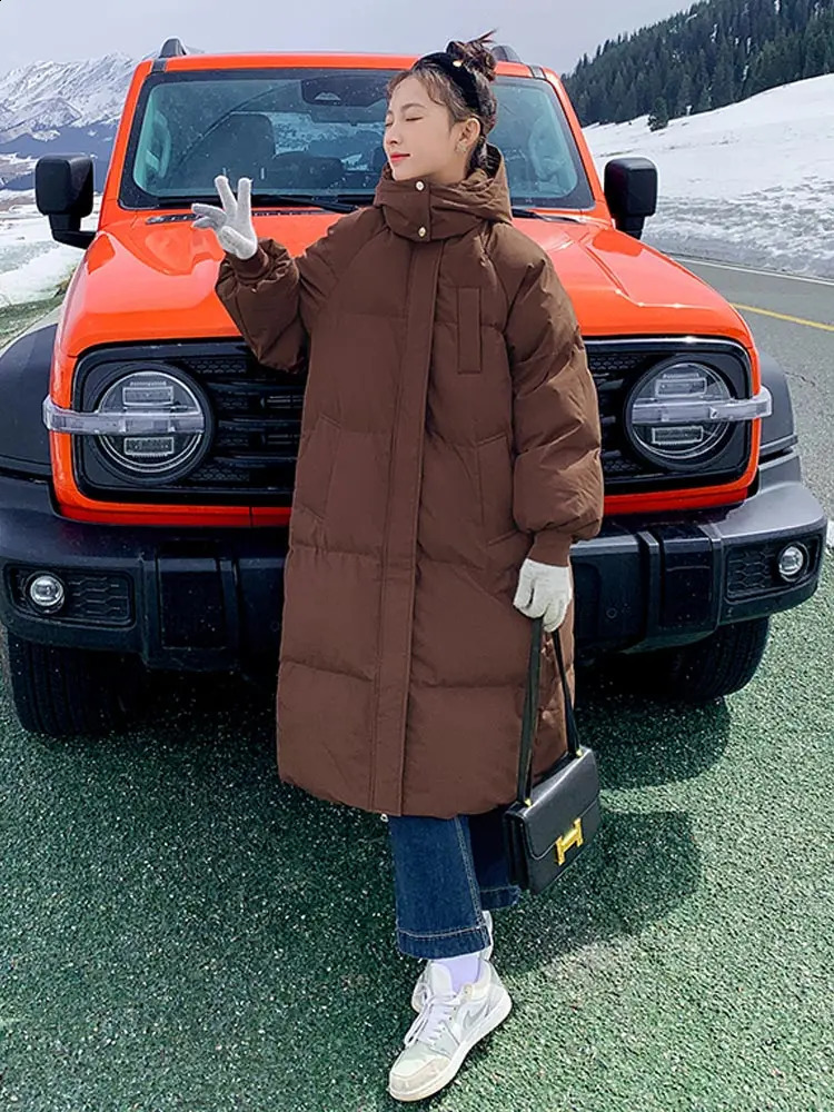 Vielleicht 2024 Korean Jacket Women Winter X-long Parkas Solid Hooded Thicken Warm Female Snow Wear Coat Padded Loose Clothes 241105