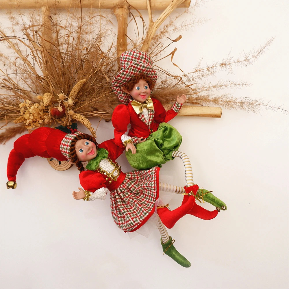 2 Pcs Christmas Elf Couple Doll Decoration Home Christmas Tree Decor Pendant Ornaments Elves Gorgeous Toy Year Navidad Natal 241104