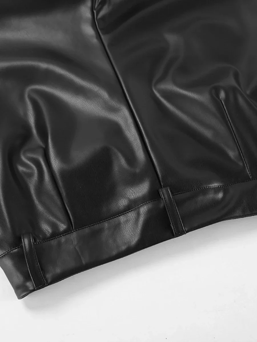 Wolfeel Autumn New Black Retro Matte PU Leather Women's Stylish High Waisted Trousers Office Lady Versatile Long Pants