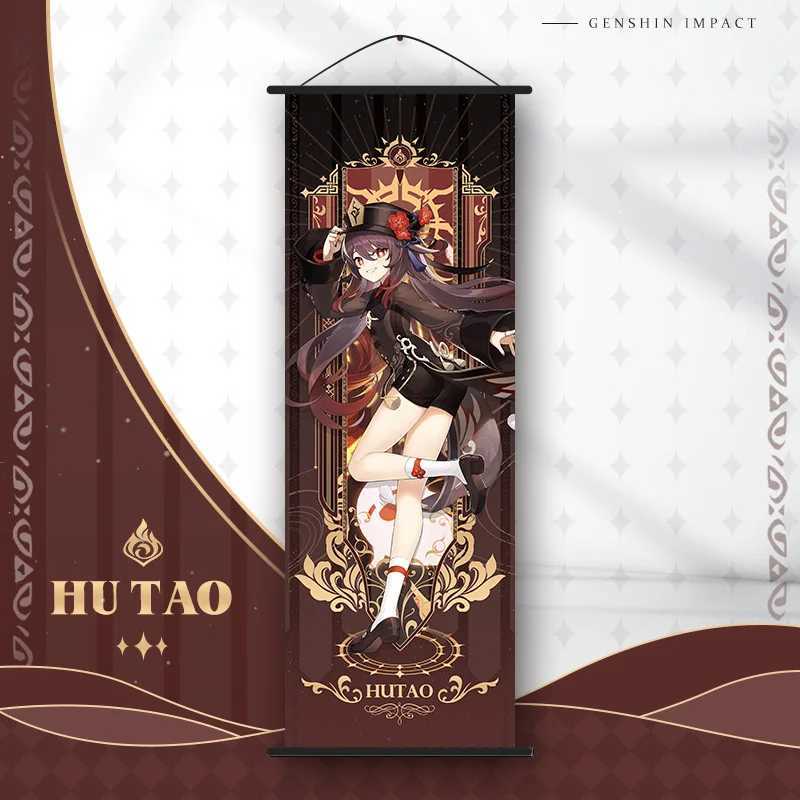 Anime Poster Genshin Impact Arlecchino Raiden Scroll Canvas Hanging Painting Wall Decor Picture Room Decoration Wall Art GiftsXJ241104