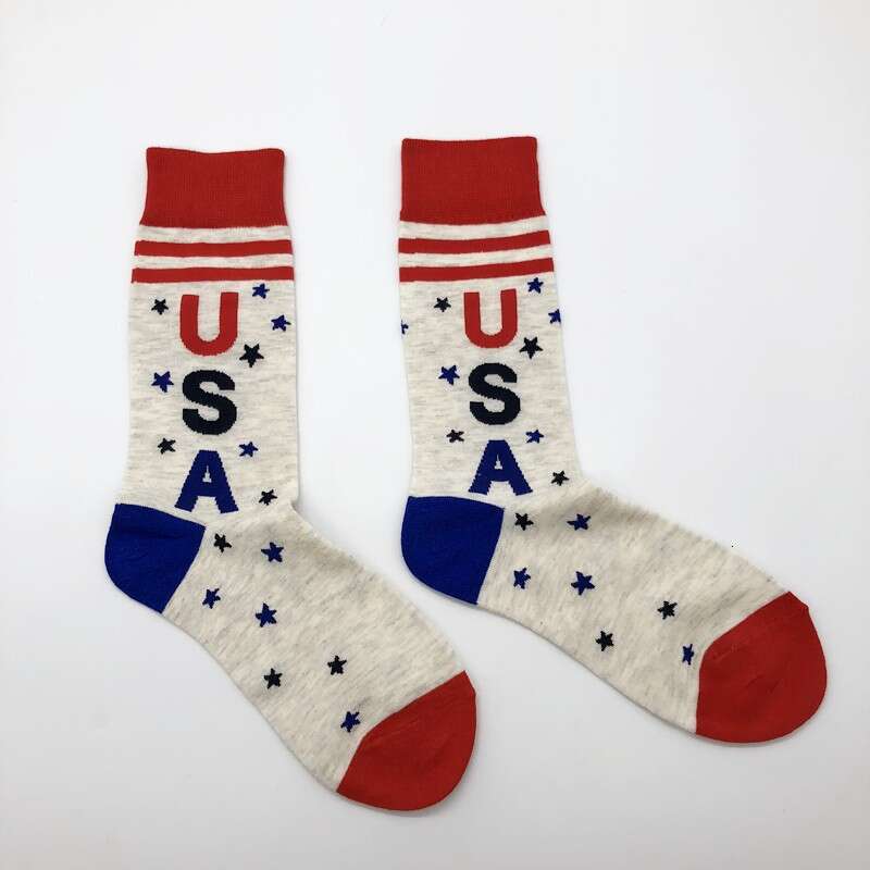 shanshi men socks Men's American Flag Edition Long Spring and Autumn Collection Sweat Absorbing Breathable Jacquard Letter Socks