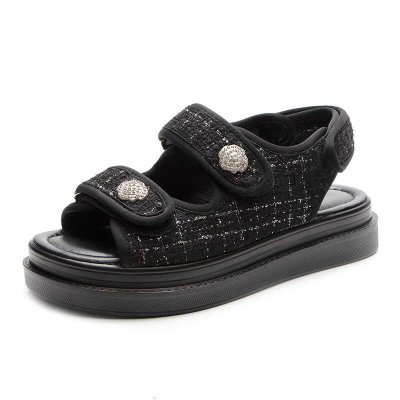 Woman Ladies Elegant Medium Heel Women's Flats Summer Platform Sandals Women 2023 New Designer Shoes Girls
