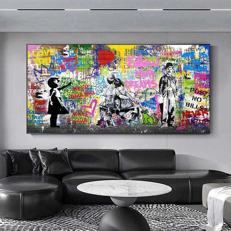 Banksy Street Art Graffiti Urban Wall Art Balloon Girl Canvas Painting Large Size Posters and Prints for Living Room Home DecorXJ241104