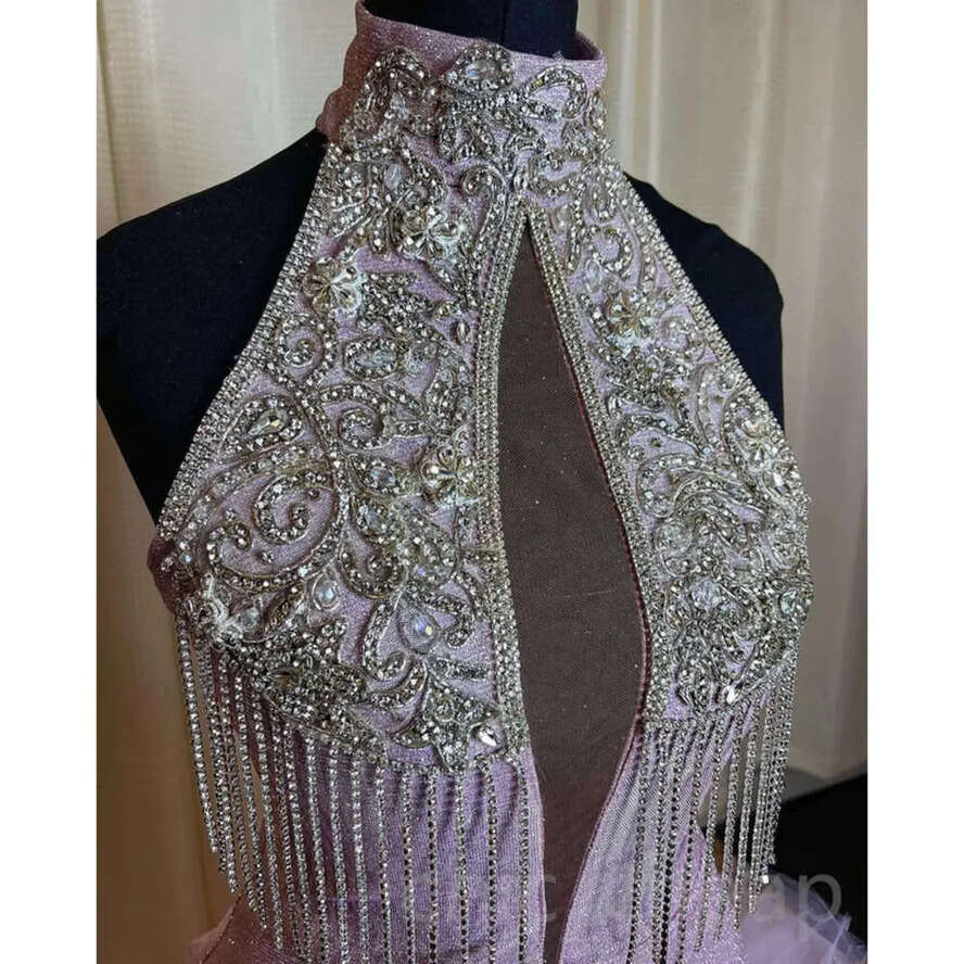 Beaded Arabic Ebi Aso Crystals Prom Dress Mermaid Sexy Evening Formal Party Second Reception Birthday Engagement Gowns Dresses Robe De Soiree ZJ Es