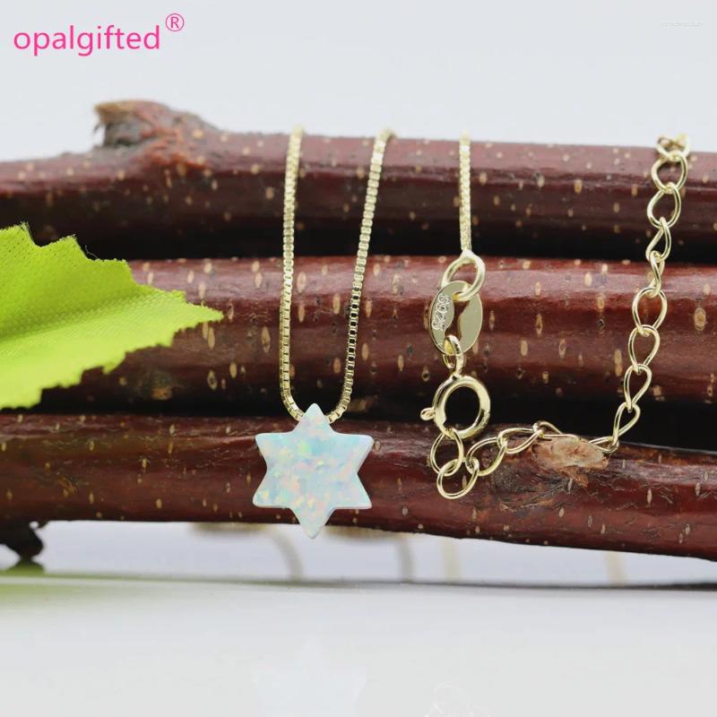 Pendants (1pc/lot)925 Sterling Silver White/Blue Fire Opal David Star Necklaces Stars For Women Wedding Jewelry Birthday Gifts