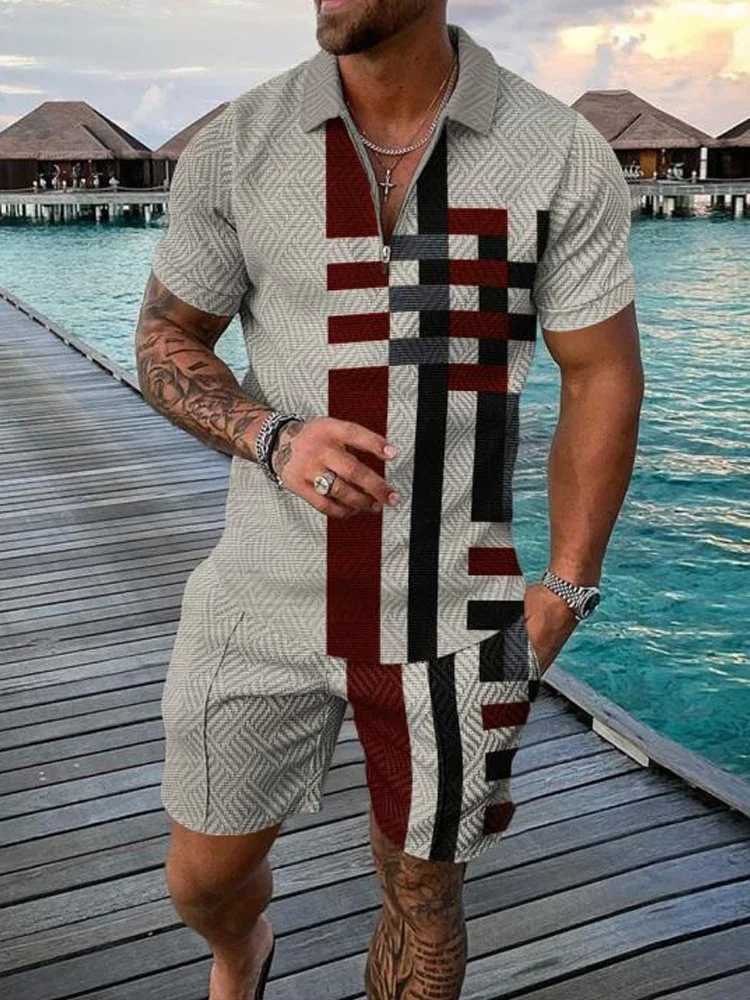 Newly arrived mens clothing tracking shirt set summer casual T-shirt set printed fashionable mens T-shirt set W241104