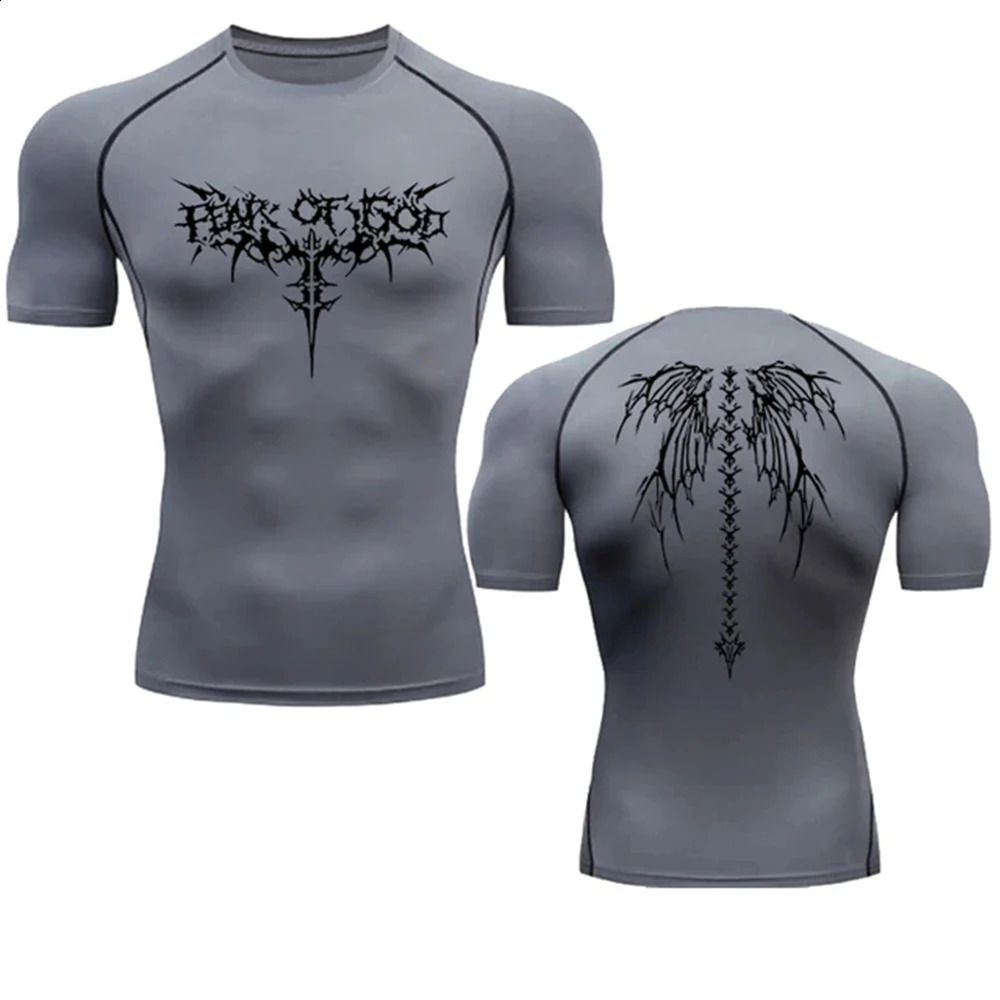 2024 Summer Men Sunprotective Clothing Anime Tshirt Fitness Quickdrying Running Sports Tight Rashgard S3XL 241105