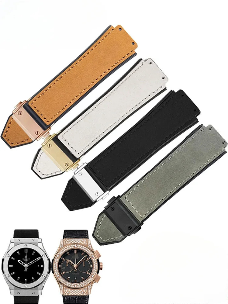 For Hublot Yubo Frosted Cowhide Watch Band Screw Port Accessories Modified Integrated Big Bang Strap 26x19mm Clasp 241105