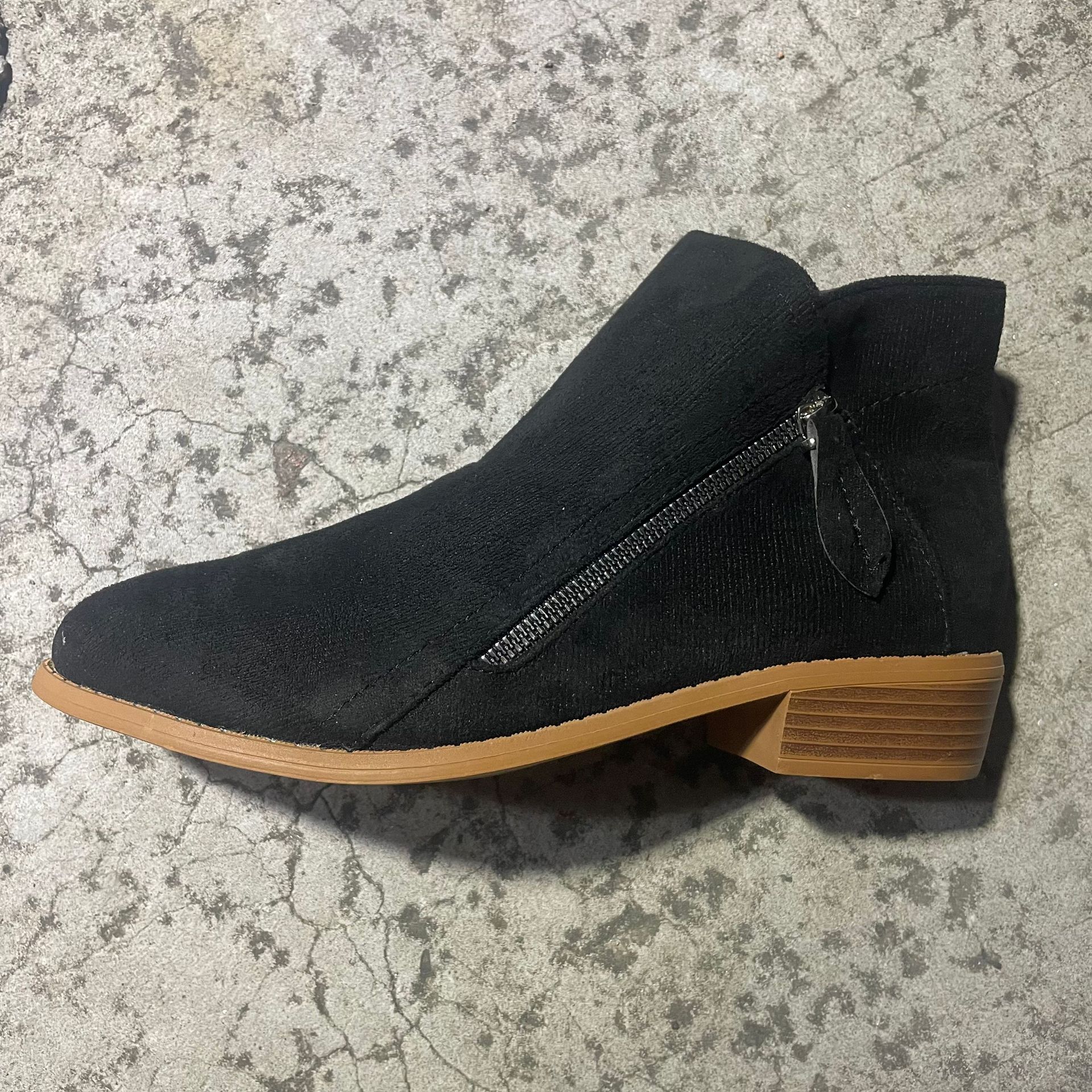 Autumn new women's boots European and American round toe side zipper thick heel women's leather boots fashionable color fashion boots