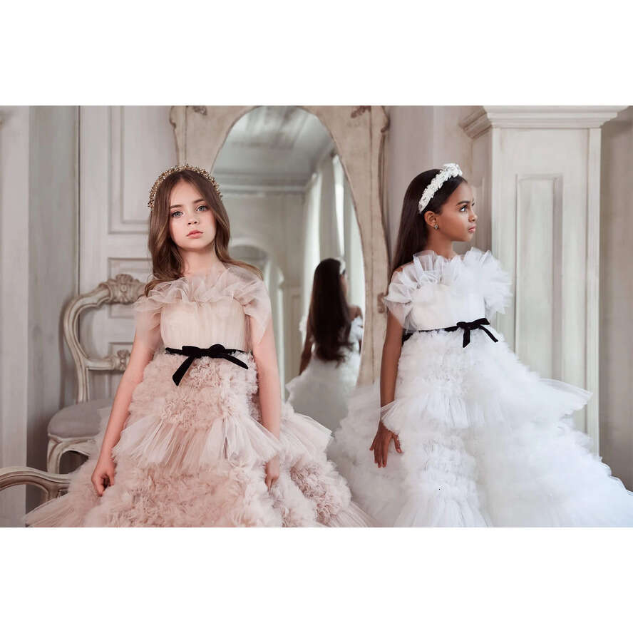 Wer Girls Dresses For Wedding Ruffles Tiered Skirts Toddler Pageant Gowns Tulle First Communion Dress