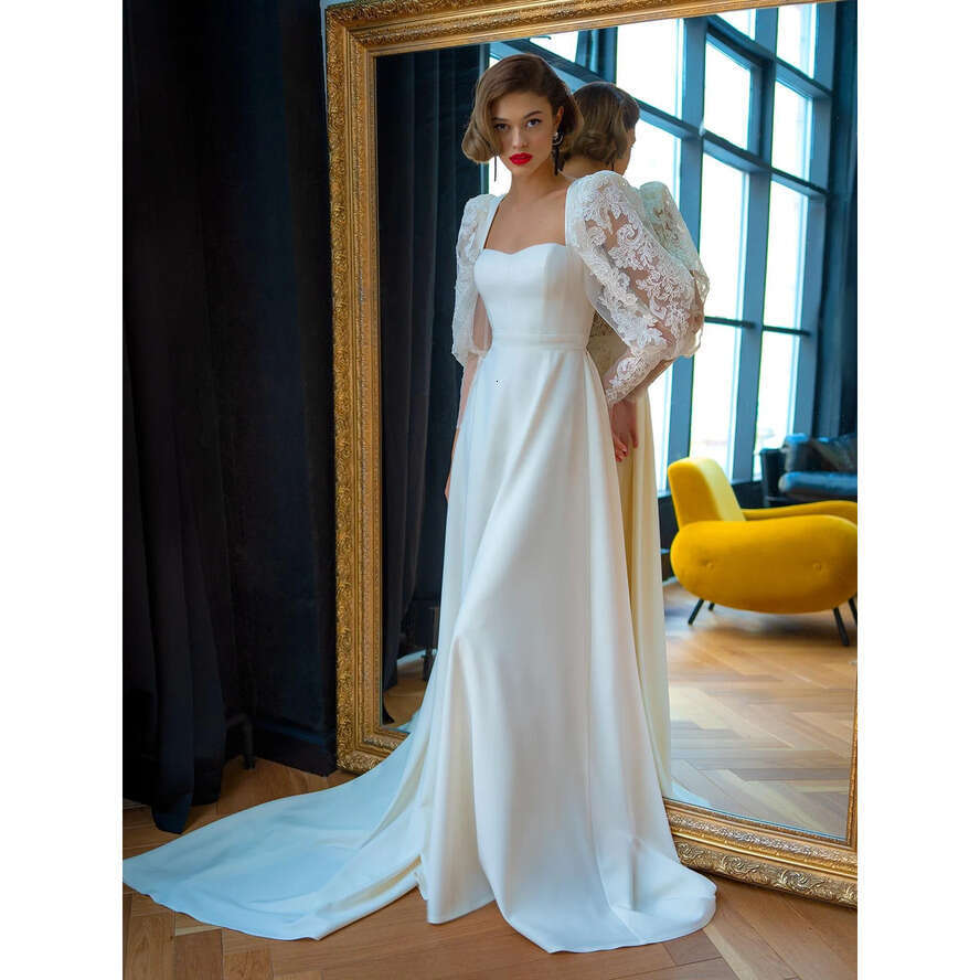 Wedding A E Dresses Bridal Gowns Elegant Sweetheart Lace Appli Illusion Long Sleeves Or Length Custom Boho Beach Vestido De Novia Plus Size Hollow