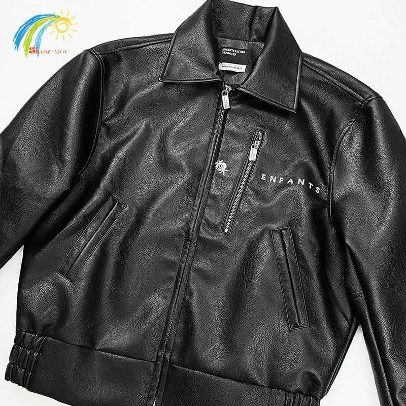 Men's Jackets Hip Hop Graphics Embroidered Black Baby Wealth Motorcycle Jacket Mens High Quality Zipper Jacket ERD Leather Jacket J241105