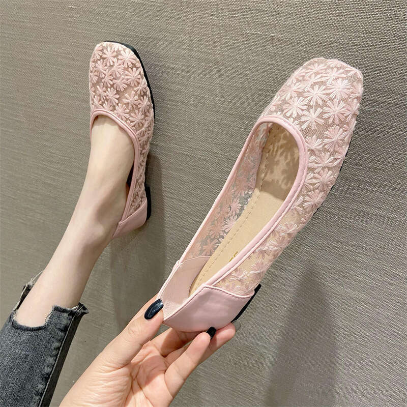 Casual Bean For Women 2023 Summer New Style Korean Edition Breathable Single Shallow Mouth Internet Celebrity Flat Bottom Simple Scoop Shoes