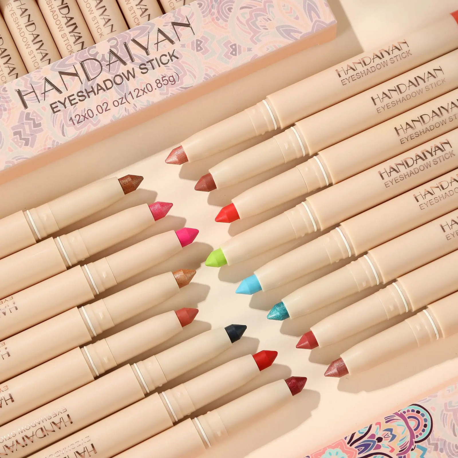 Eyeshadow Pencil Set 12 Colors Long Lasting Glitter Shimmer Eye Shadow Liner Pen Highlighter Silkworm Pencil Eyes Makeup Tools 241104