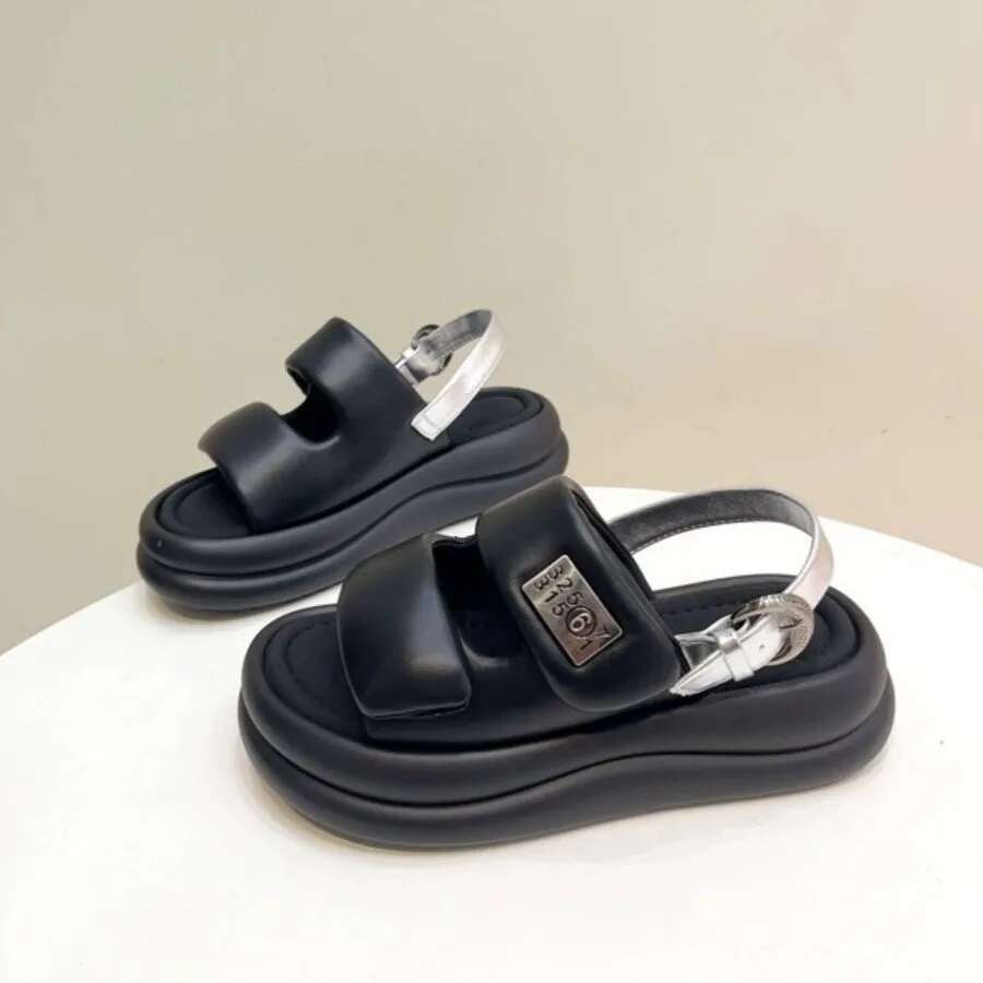 Shoes for Woman 2024 Slippers Platform Slides Beige Heeled Sandals on A Wedge Pantofle Sneaker Designer Black New