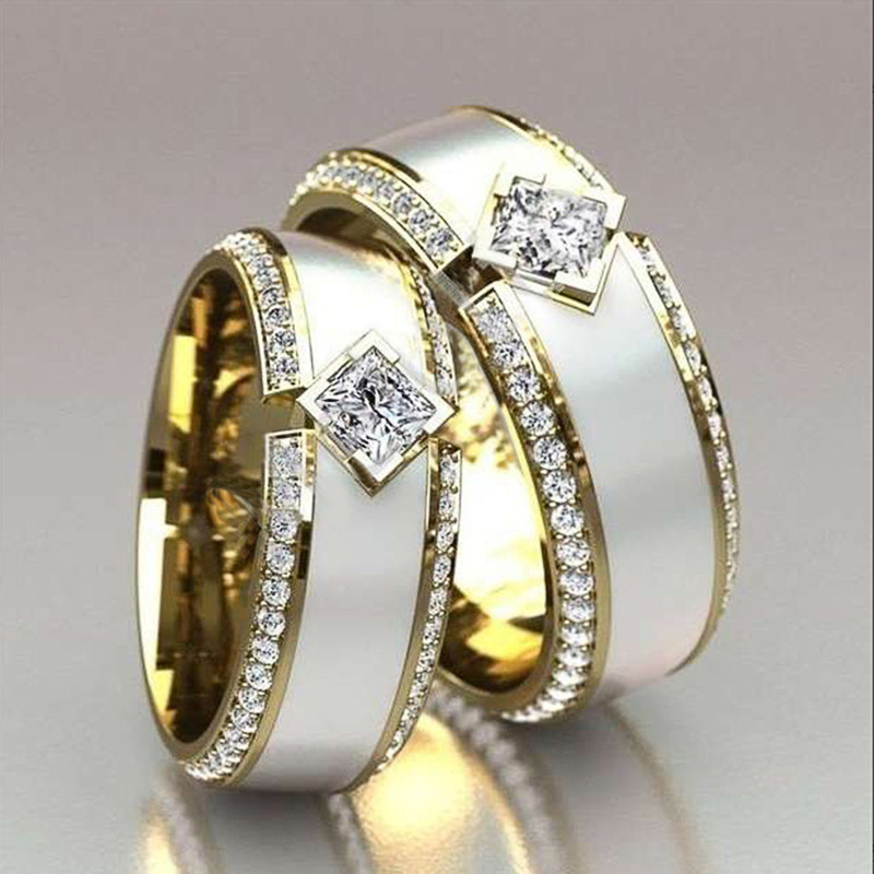 Choucong Elegant Wedding Rings Vintage Jewelry 18k Gold Fill Princess Cut White Cubic Zircon CZ Diamond Eternity Women Wedding Band Ring Gift Fashion 
