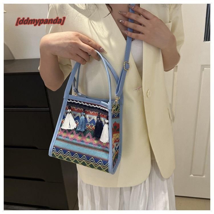 New ethnic style fashion women's handbag, trendy niche design, crossbody bag, tassel French stick bag #15 ddmypanda