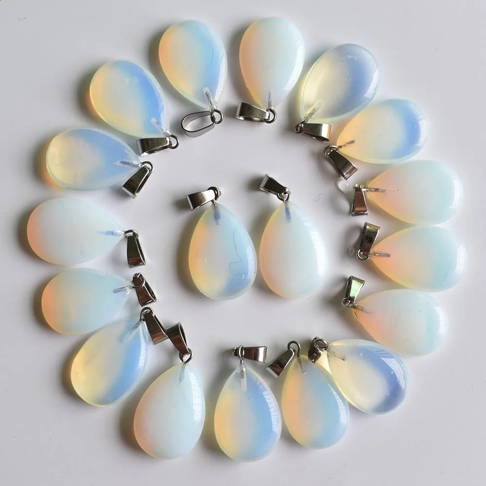 Wholesale 50pcslot trendy sell natural stone water drop shape pendants charms for Necklaces making 241105