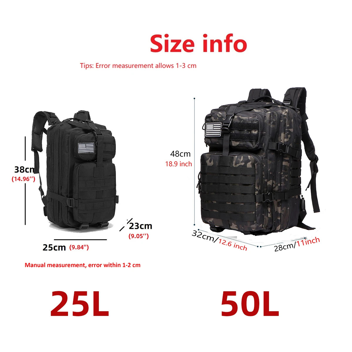 25L/50L Hard Nylon Waterproof Tactical Sports Hiking Fishing Hunting Camping Hiking Bag Outdoor Backpack 241104