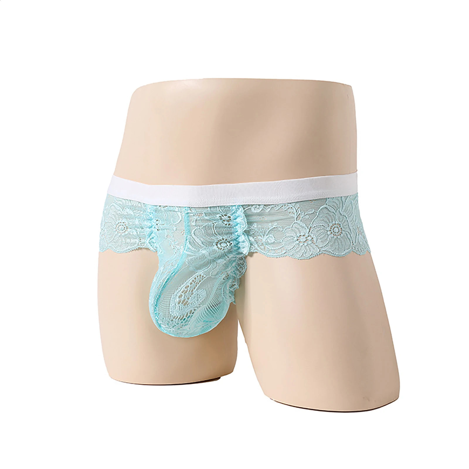 Sexy Mens Lace See Through Thongs Lingerie Underwear Low Waist Bulge Pouch Flower Embroidery Underpants Erotic Briefs 241105