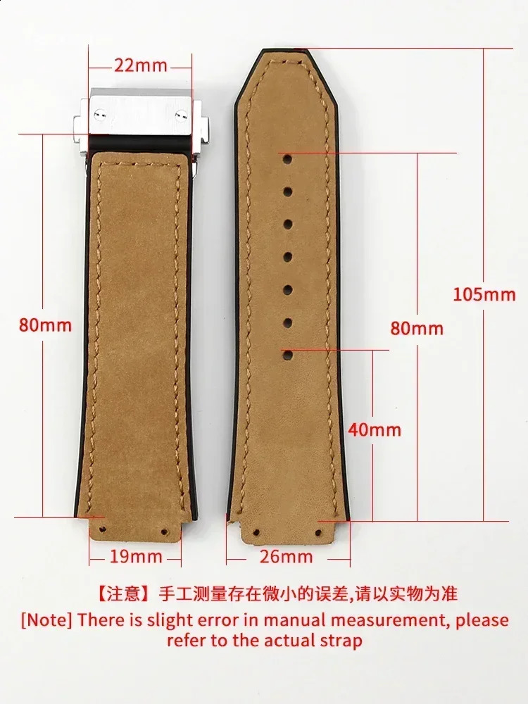 For Hublot Yubo Frosted Cowhide Watch Band Screw Port Accessories Modified Integrated Big Bang Strap 26x19mm Clasp 241105