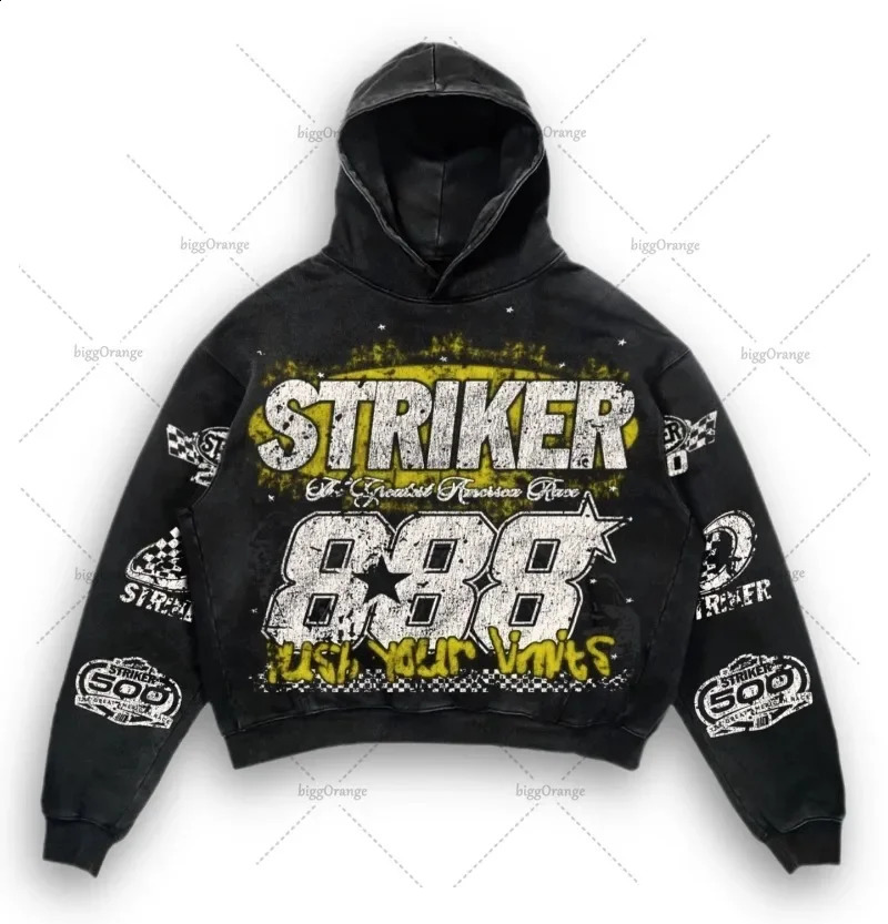 2024 American style hoodie letter print pullover sweatshirt Harajuku retro super high street fashion ins top 241105
