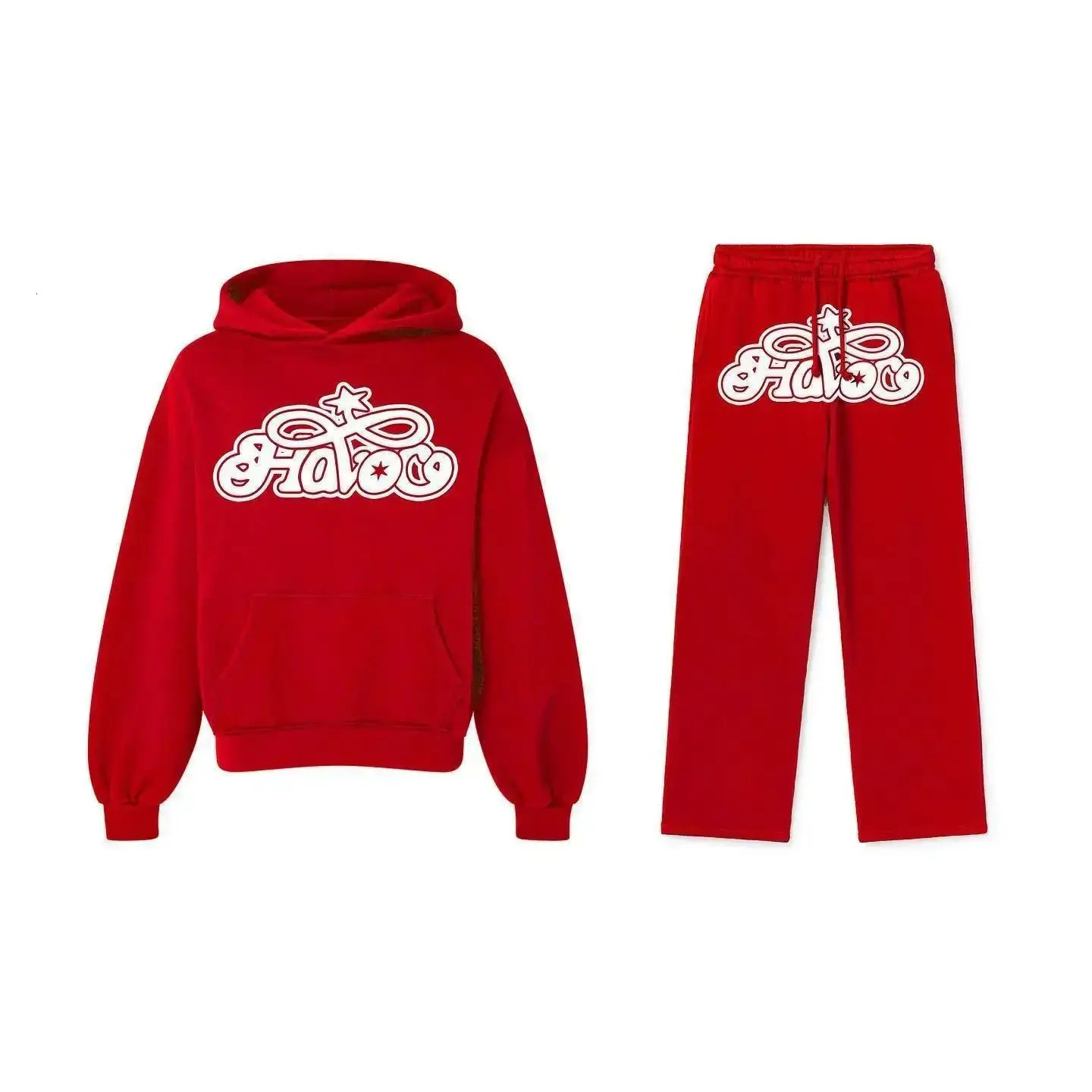 American retro hoodie sweatshirt trousers suit personalized trendy mens and womens letter printed high street two-piece set 241104