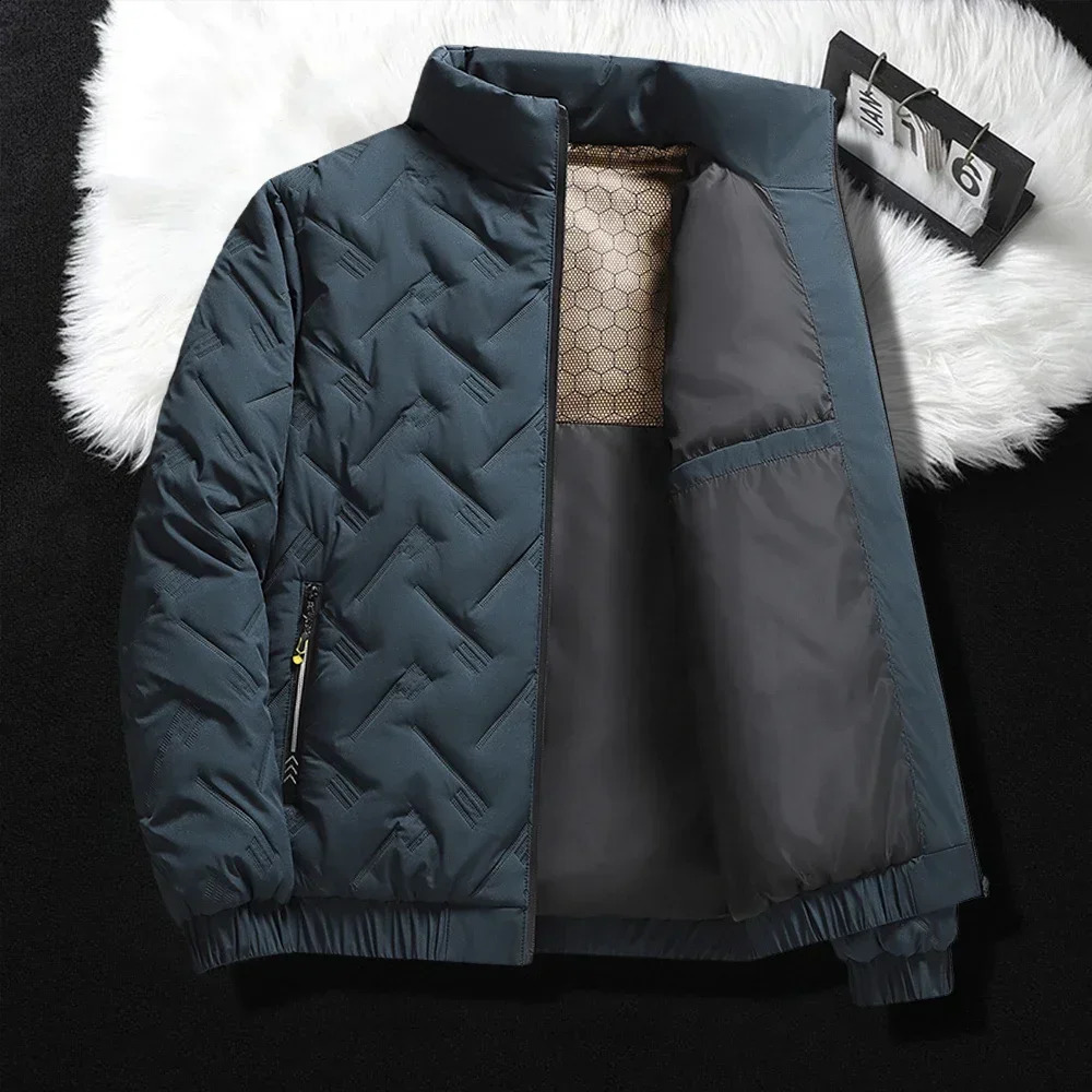 Winter Jacket Men Quilted Cotton Padded Coat Warm Streetwear Stand Collar Casual Puffer Plus Size 6XL 241105