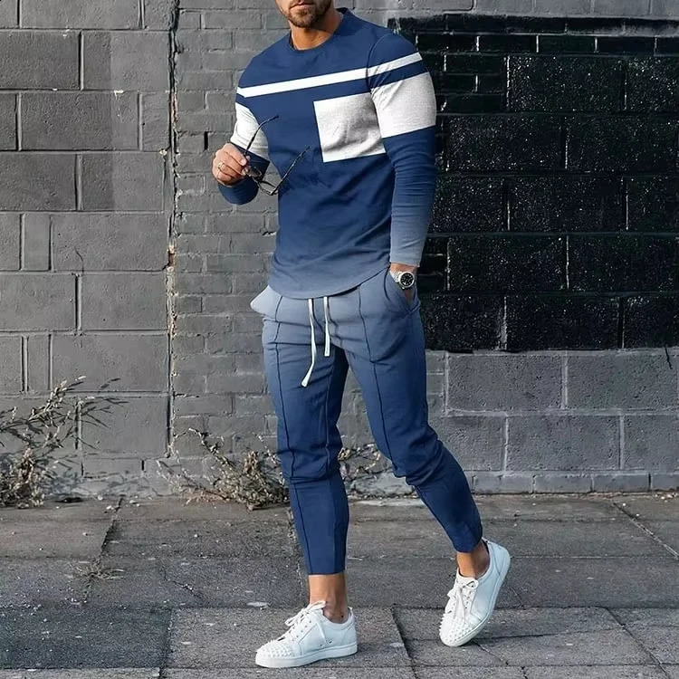 Fall Mens Clothing 3d Printied Mens Fashion Long Sleeve Pants Two-Piece Mens Casual Loose Long Sleeve Pants Two-Piece Set 241105