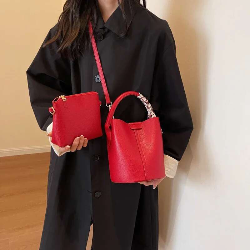 Hot Selg Simplicity High-end Women's Crossbody PU Material Versatile Bucket Bag Fashion Handbag Commuting