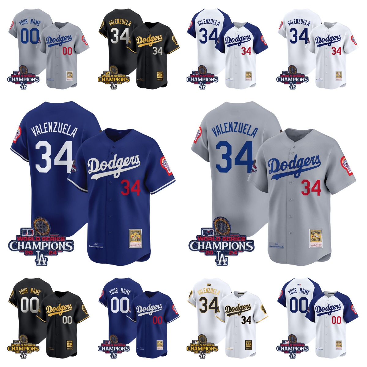 34 Fernando Valenzuela Jersey Mexico Baseball Jerseys 1981 & 2024 White Gray Blue Black Stitched Dodger All Stitched