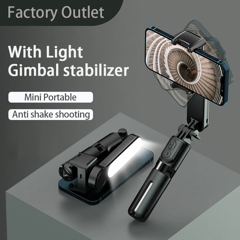 Handheld Stick Gimbal Stabilizer Holder Adjustable Fill Light Selfie Stand Bluetooth Mobile Phone For IPhone Samsung