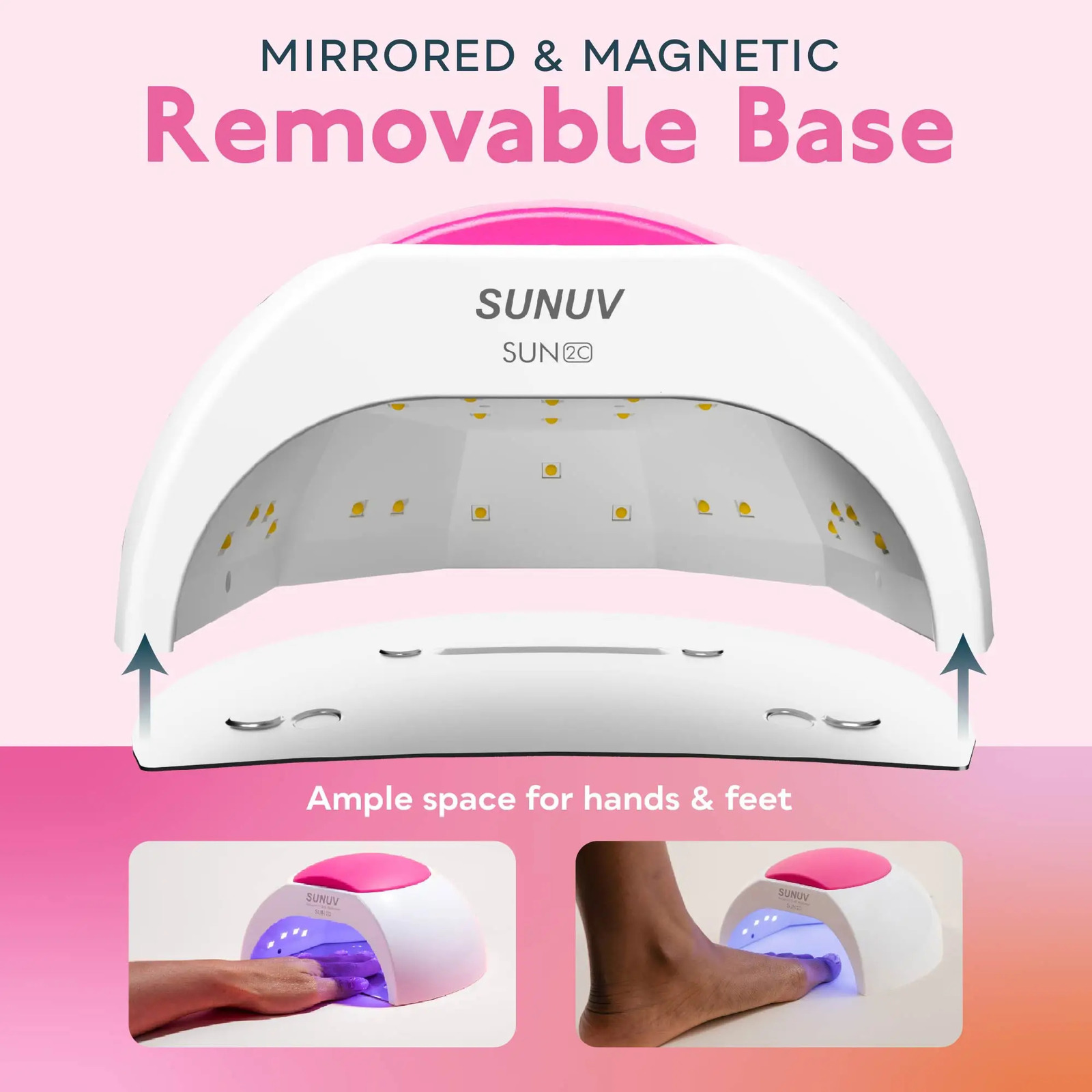 SUNUV SUN2C 48W Nail Lamp UV Lamp SUN2 Nail Dryer for UVLED Gel Nail Dryer Infrared Sensor with Rose Silicone Pad Salon Use 241104