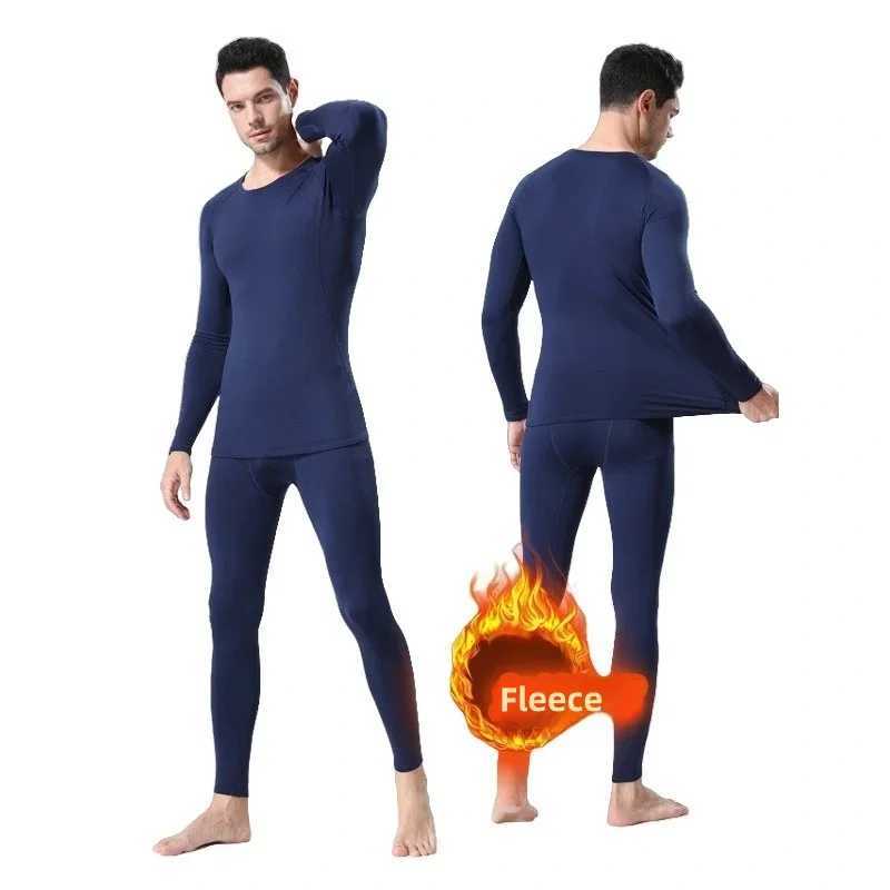 Winter Warm Long Johns Men Thermal Underwear Fleece Pajamas Thermal Shirts Pants Lingerie Set Sports First Layer Men Clothing LX241104